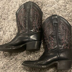 Old West Black and Red Leather Boots sz 2